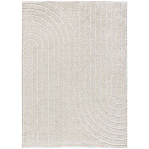 Tapis Géométrique à Relief Blanche 8583 Crème 80x150 Cm