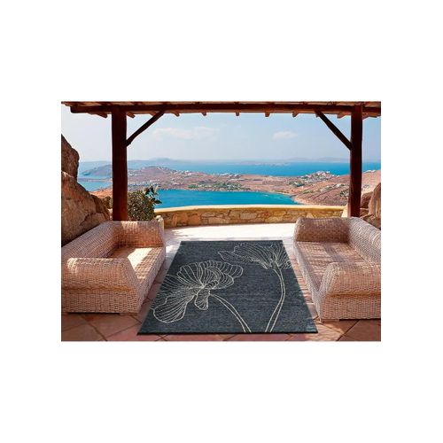 Tapis Extérieur Fleurs Velvet Gris B085 Gris 77x150 Cm