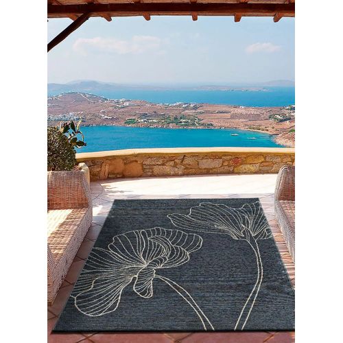 Tapis Extérieur Fleurs Velvet Gris B085 Gris 77x150 Cm