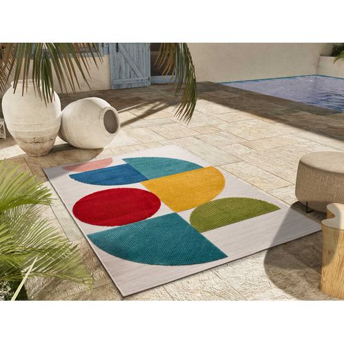 Tapis Extérieur 160x230 Cm Multicolore Rectangulaire Mila Géométrique Avec Relief