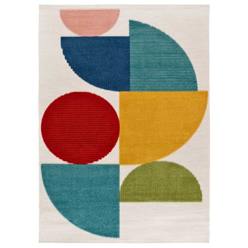 Tapis Extérieur 160x230 Cm Multicolore Rectangulaire Mila Géométrique Avec Relief