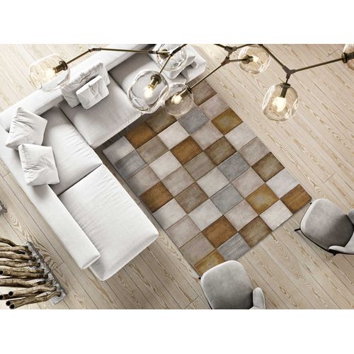 Tapis Damier Lena 22605 Rouille/beige/gris 200x290 Cm