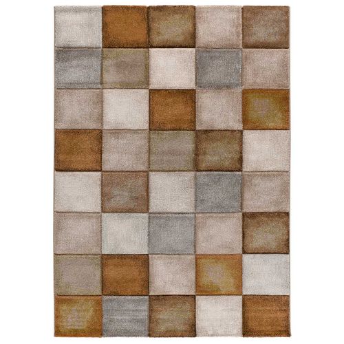 Tapis Damier Lena 22605 Rouille/beige/gris 200x290 Cm