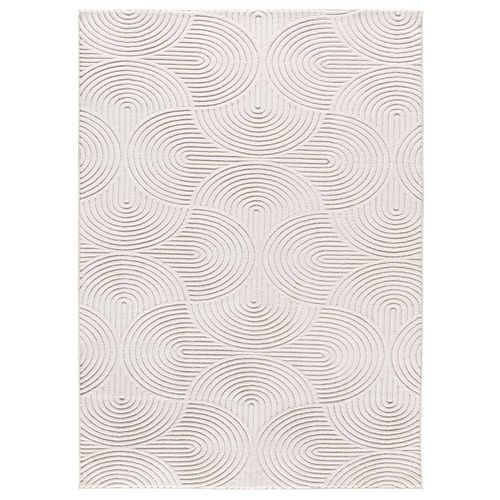 Tapis Lavable Géométrique à Relief Estilo 23040 Blanc 120x170 Cm