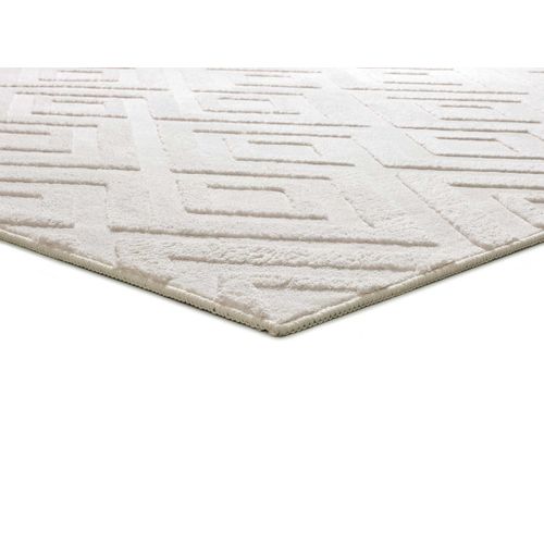 Tapis Lavable Géométrique à Relief Estilo 23061 Blanc 80x150 Cm