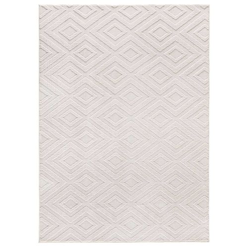 Tapis Lavable Géométrique à Relief Estilo 23061 Blanc 80x150 Cm