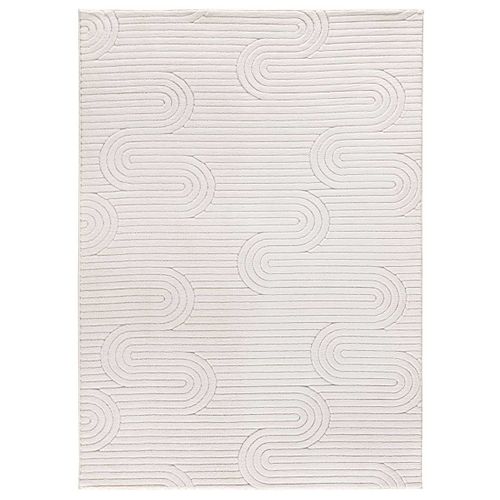 Tapis Lavable Géométrique à Relief Estilo 23062 Blanc 200x290 Cm