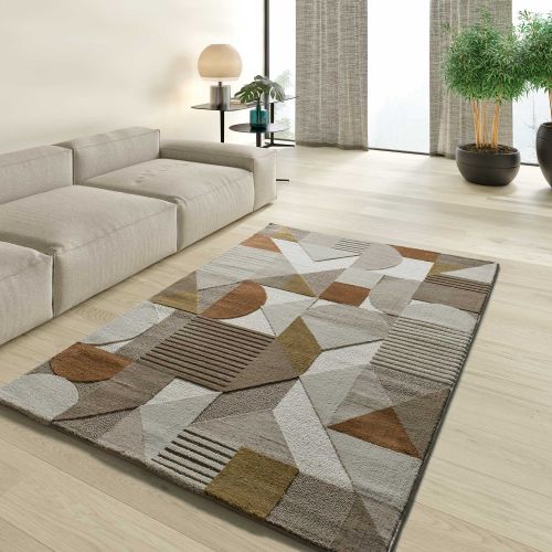 Tapis Moderne à Relief Melfi 4501 Beige/cuivre 140x200 Cm