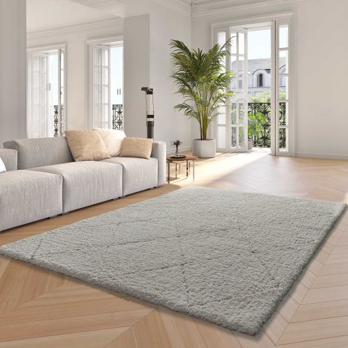 Tapis Shaggy Scandinave Atesa 80260 Blanc/crème 120x170 Cm