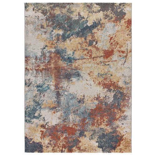 Tapis Extérieur Abstrait Luna 54569 Bleu/beige/rouille 160x230 Cm