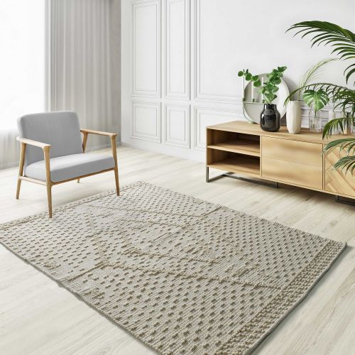 Tapis Lavable Ethnique à Relief Pamuk 1110 Crème 60x90 Cm