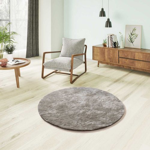 Tapis Rond Shaggy Roma Liso Pierre 120x120 Cm