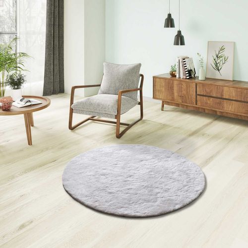Tapis Rond Shaggy Roma Liso Blanc 120x120 Cm