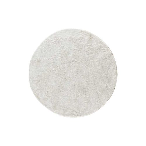 Tapis Rond Shaggy Roma Liso Blanc 120x120 Cm