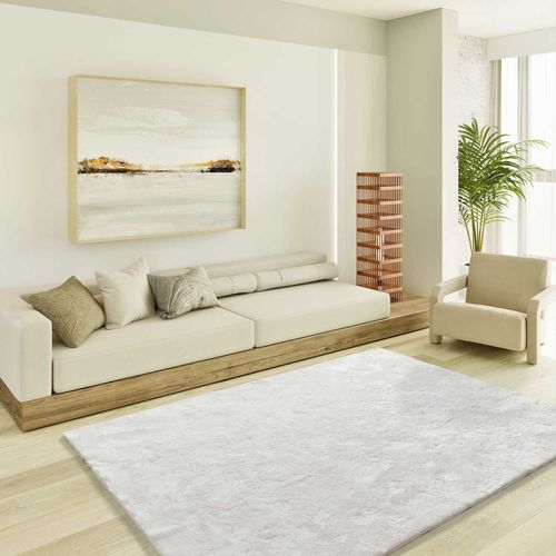 Tapis Shaggy Roma Liso Blanc 160x230 Cm