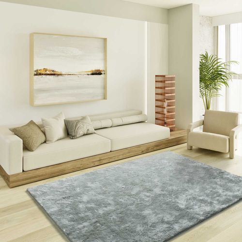 Tapis Shaggy Roma Liso Argent 140x200 Cm