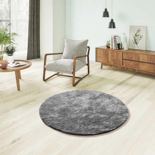 Tapis Rond Shaggy Roma Liso Anthracite 120x120 Cm