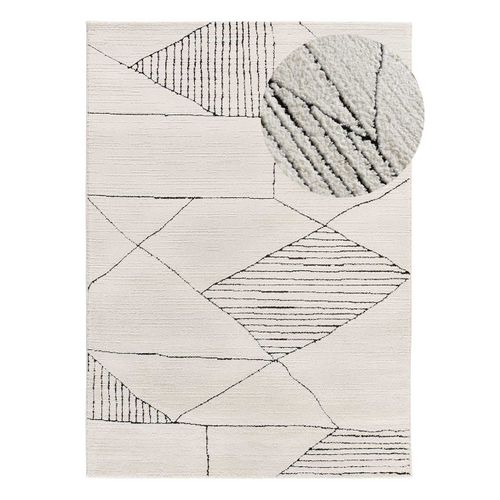 Tapis Ethnique à Relief Turin 2312 Blanc/noir 80x150 Cm