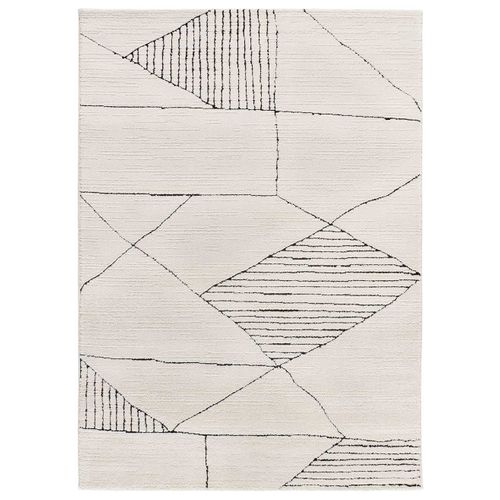 Tapis Ethnique à Relief Turin 2312 Blanc/noir 120x170 Cm