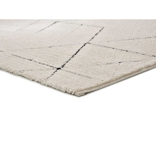 Tapis Géométrique à Relief Turin 2378 Blanc/noir 80x150 Cm