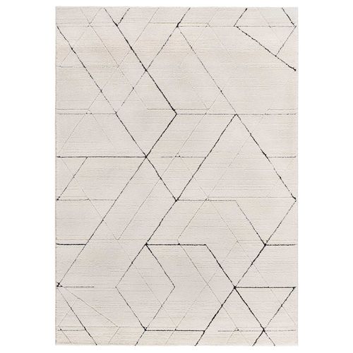 Tapis Géométrique à Relief Turin 2378 Blanc/noir 80x150 Cm