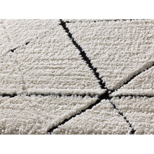 Tapis Géométrique à Relief Turin 2378 Blanc/noir 160x230 Cm