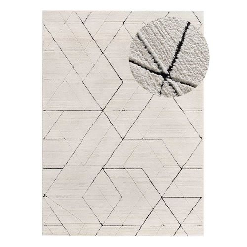 Tapis Géométrique à Relief Turin 2378 Blanc/noir 160x230 Cm