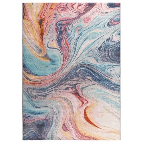 Tapis Extérieur Abstrait Samara 54572 Bleu/rose/rouille 80x150 Cm