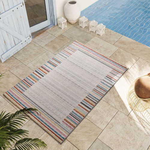 Tapis Extérieur Géométrique Samara 54573 Gris/multicolore 120x170 Cm