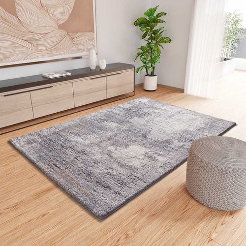 Tapis Shaggy Abstrait à Relief Kivet 9060 Gris 140x200 Cm