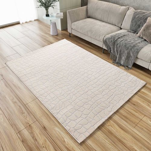 Tapis Moderne à Relief Baresa 12941 Crème/gris 80x150 Cm
