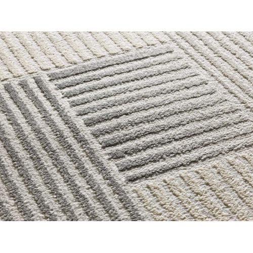 Tapis Géométrique à Relief Baresa 12943 Gris/crème 80x150 Cm