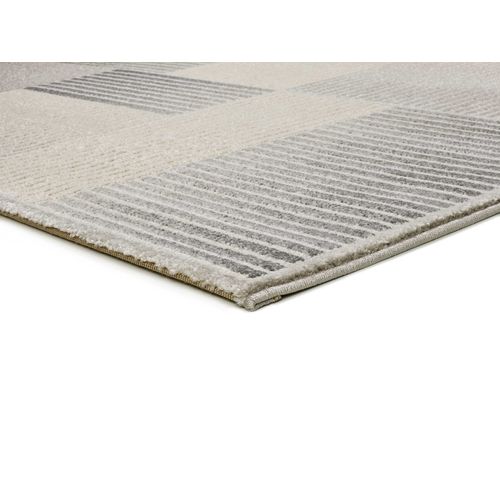 Tapis Géométrique à Relief Baresa 12943 Gris/crème 80x150 Cm