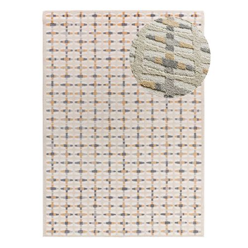 Tapis Géométrique à Relief Baresa 12949 Beige/gris 80x150 Cm