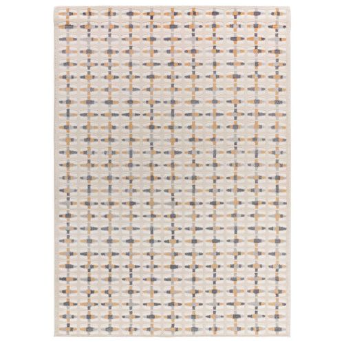 Tapis Géométrique à Relief Baresa 12949 Beige/gris 80x150 Cm