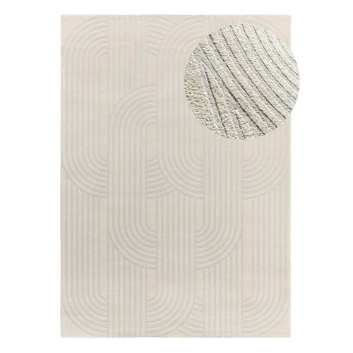 Tapis Géométrique à Relief Baresa 12963 Crème/gris Clair 133x190 Cm