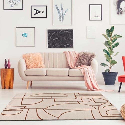 Tapis Géométrique Beruti 12923 Beige/rouille 80x150 Cm