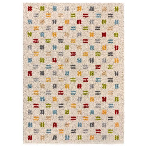 Tapis Shaggy Géométrique Bremen 8819 Crème/multicolore 160x230 Cm