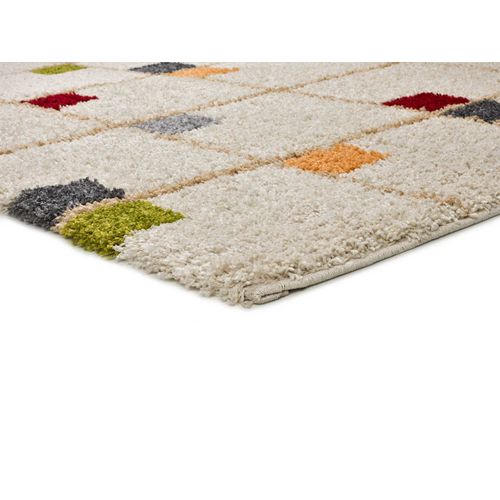 Tapis Shaggy Géométrique Bremen 8820 Crème/multicolore 160x230 Cm