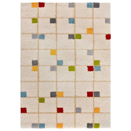 Tapis Shaggy Géométrique Bremen 8820 Crème/multicolore 160x230 Cm