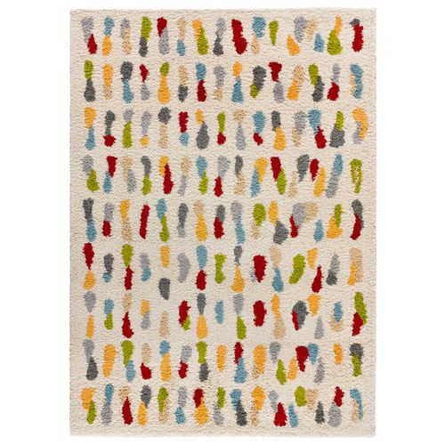 Tapis Shaggy Géométrique Bremen 8822 Crème/multicolore 133x190 Cm