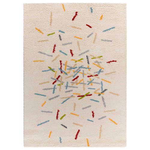 Tapis Shaggy Géométrique Bremen 8825 Crème/multicolore 160x230 Cm