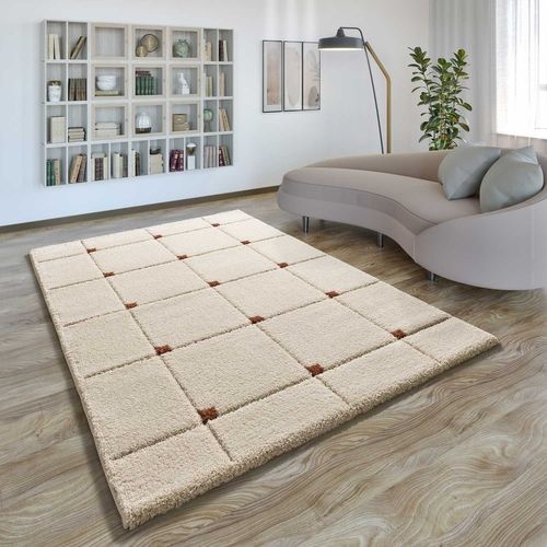 Tapis à Póils Longs à Relief Brenda 8830 Beige/rouille 160x230 Cm