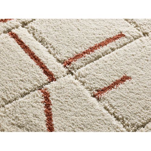 Tapis à Póils Longs à Relief Brenda 8832 Beige/rouille 133x190 Cm