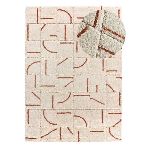 Tapis à Póils Longs à Relief Brenda 8832 Beige/rouille 133x190 Cm