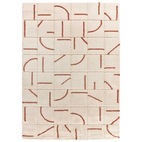 Tapis à Póils Longs à Relief Brenda 8832 Beige/rouille 133x190 Cm