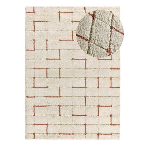 Tapis à Póils Longs à Relief Brenda 8834 Beige/rouille 80x150 Cm
