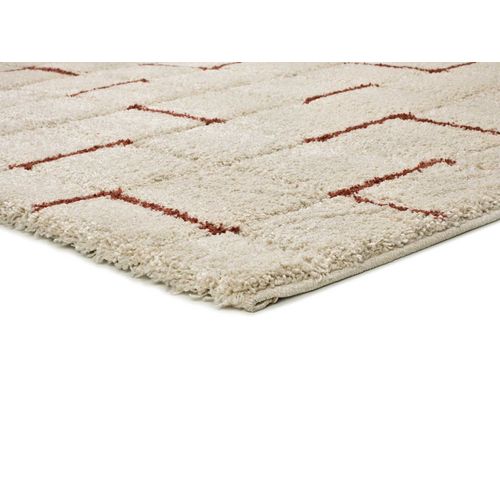 Tapis à Póils Longs à Relief Brenda 8834 Beige/rouille 133x190 Cm