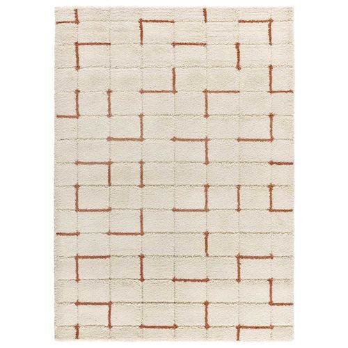 Tapis à Póils Longs à Relief Brenda 8834 Beige/rouille 133x190 Cm
