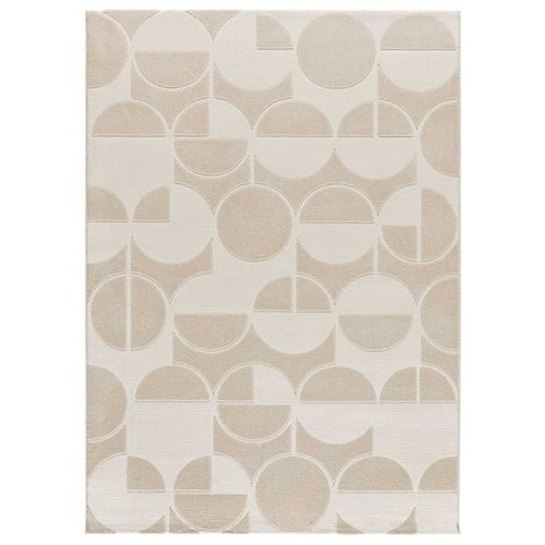 Tapis Géométrique à Relief Flora 12844 Blanc/beige 80x150 Cm